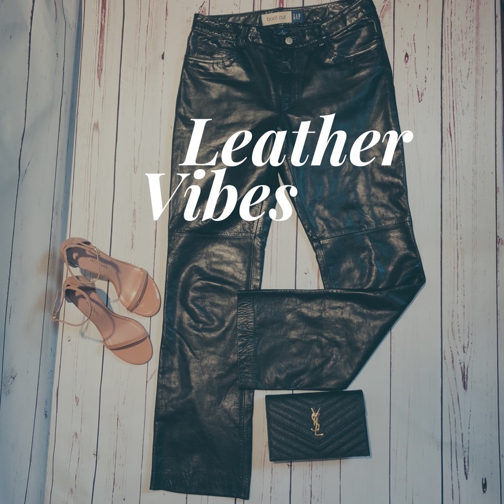 SOLD Vintage |• 90’s Bootcut Leather Pants - Picture 2 of 8